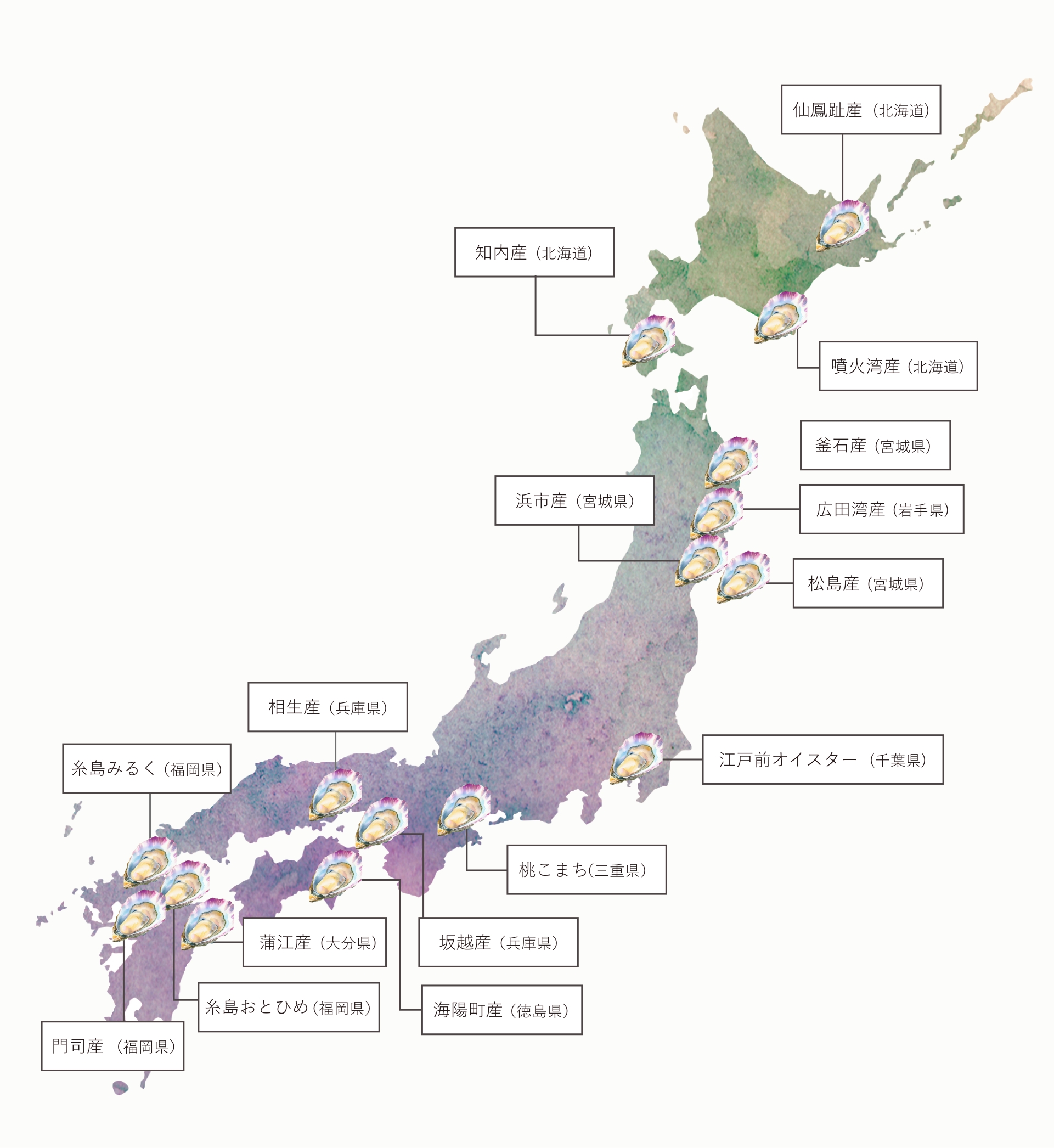 牡蠣の産地マップ画像